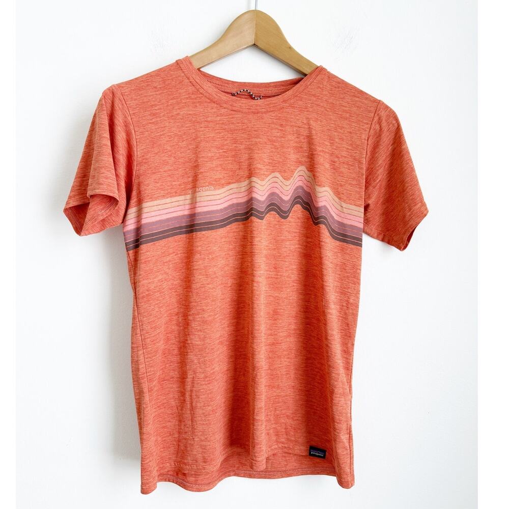 Patagonia Womens' Orange Athletic Tee Size XS Cap Cool Daily
